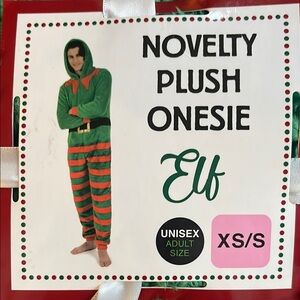 Plush Elf Onesie - Green and Red
